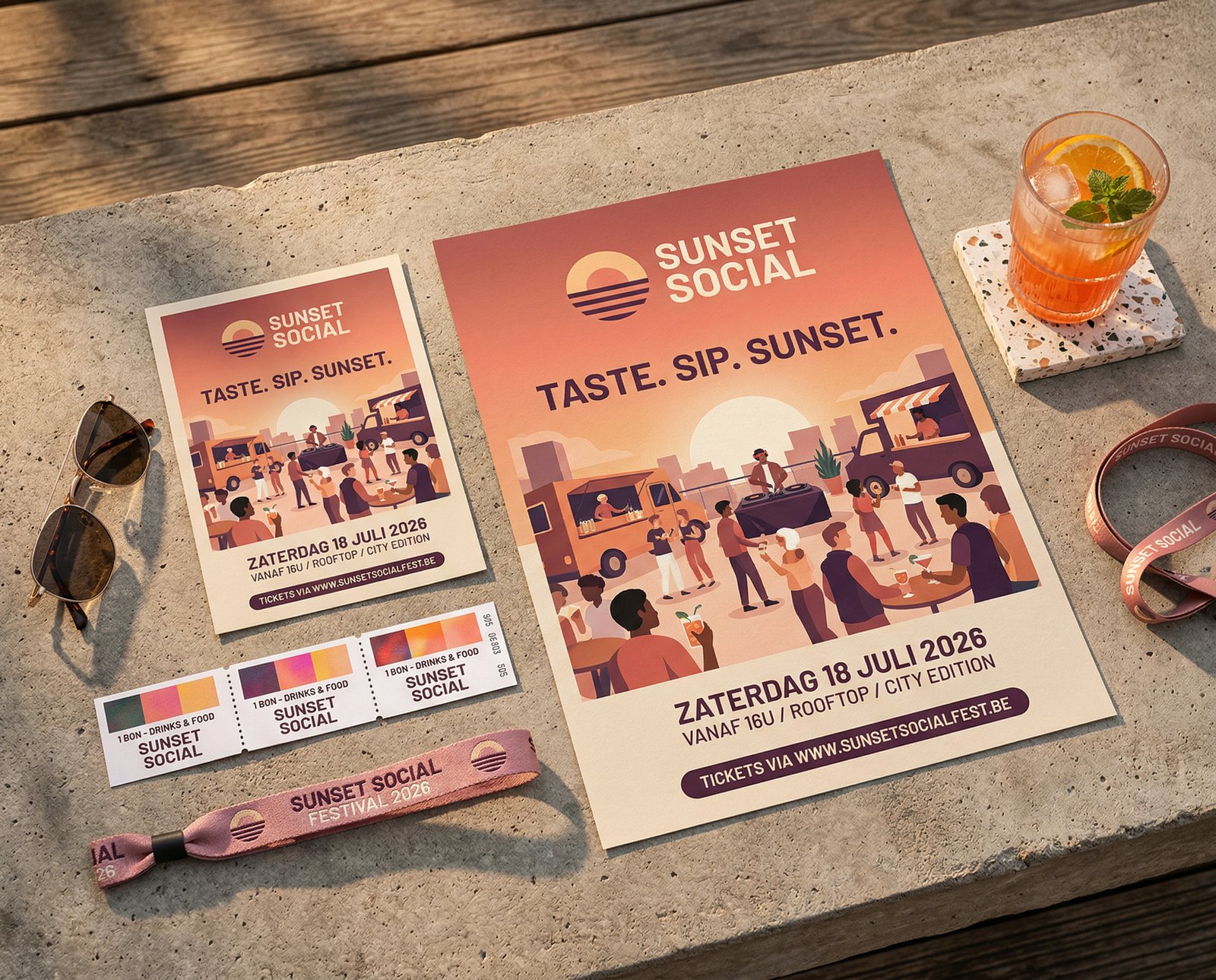 Campagnepakket met affiches, flyers, polsbandjes en bonnen
