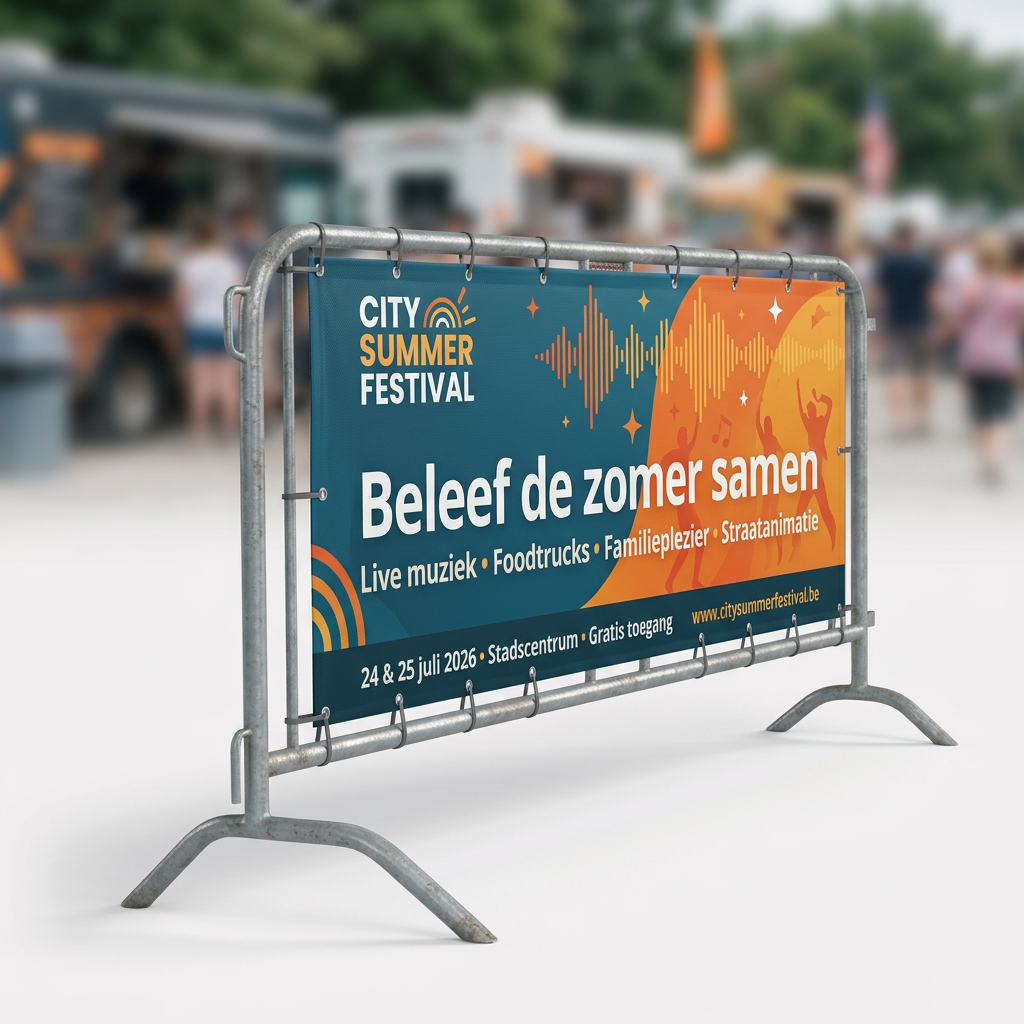 Nadar spandoek gemonteerd op drankhek
